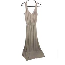 Show Me Your Mumu Small Maxi Dress Womens V-Neck Sleeveless Kendall Tan Cream