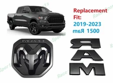 2PCS Matte Black Grille Tailgate front rear  Ram Emblem Fit Ram 1500 2019-2024