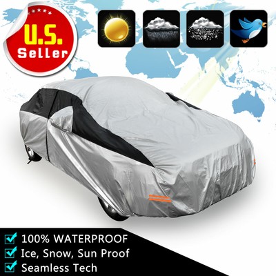 Full Car Cover Waterproof Breathable Universal Fit Rain UV Resistant W/zipper US