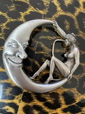 1979 Vintage Winking Moon Nude Woman Belt Buckle Bergamot Brass Works W-49 USA