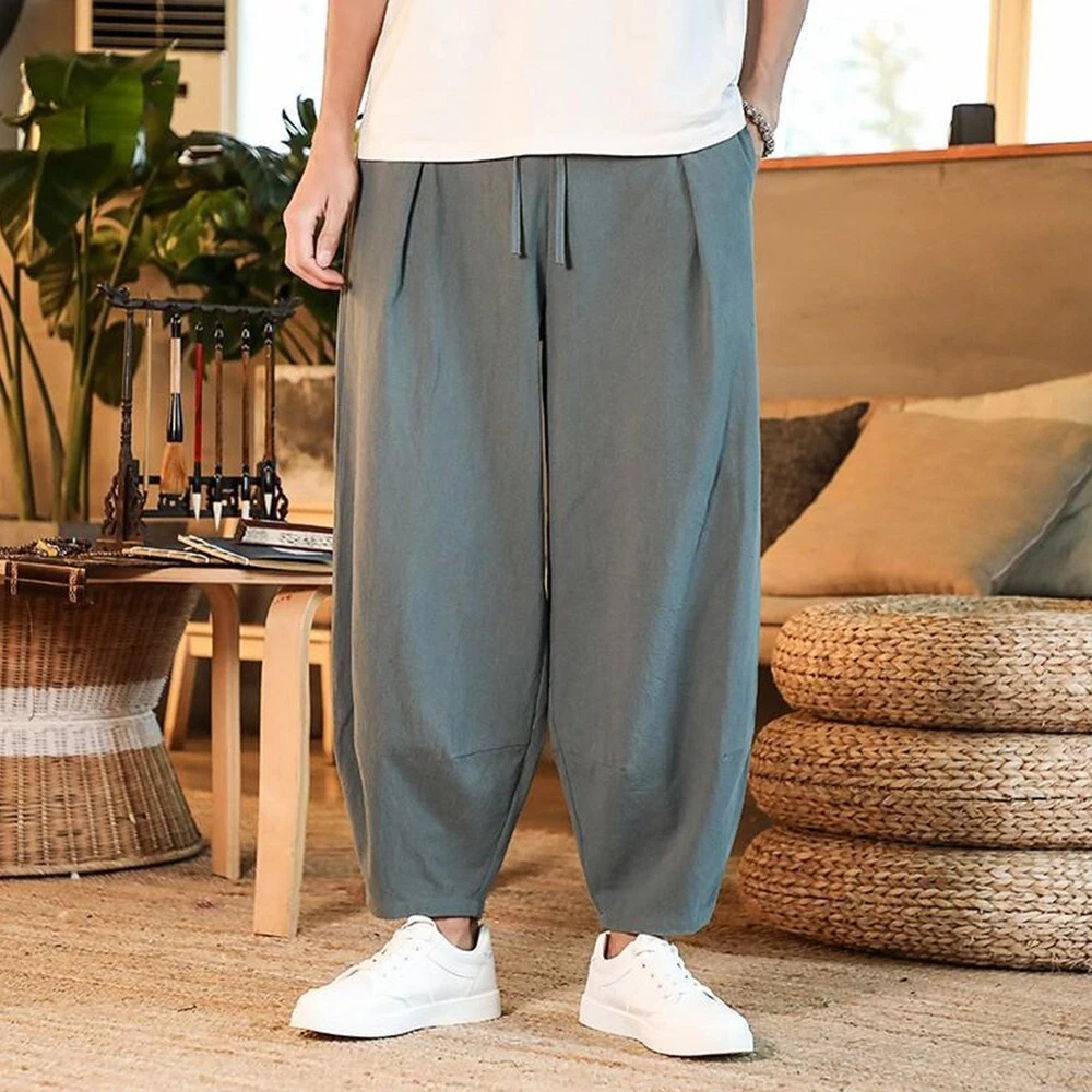 Pantalon homme en lin coton la mode et confortable pour un look d