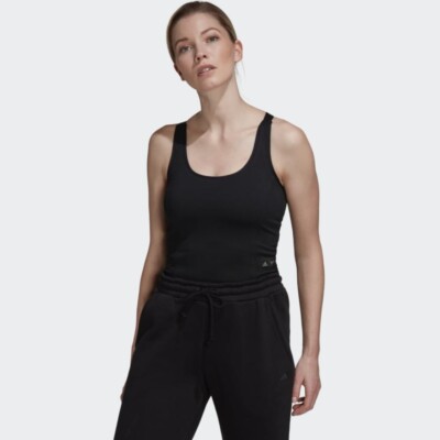Adidas Women's Size Large Black Parley Run for Oceans AEROREADY Bra Tank Top NWT