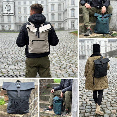 Rucksack Wasserdicht Rolltop 20-25 Liter Daypack für Damen & Herren Unifarben