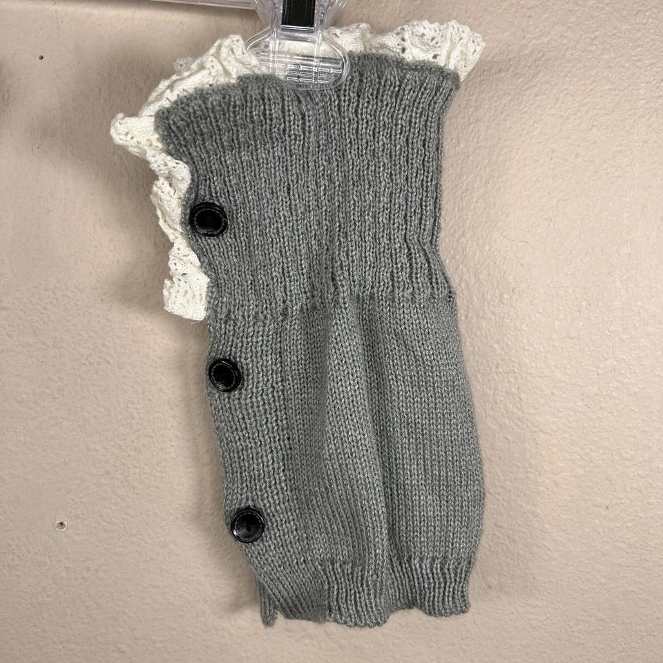 GRIS CALENTADORES DE PIERNAS BOTA PUÑO MARFIL ENCAJE ACENTO ELÁSTICO ACOGEDOR Foto 4 de 4