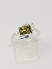 Baltic Amber sterling silver ring, Green Amber ring size O1/2