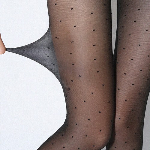 Sexy schwarze gepunktete Damen-Strumpfhose lange Strumpfhose Strümpfe Strumpfsocke UK - Bild 6 von 14
