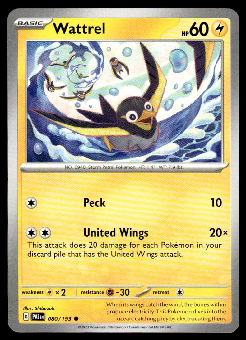 2023 Pokemon Paldea Evolved # 80 Wattrel Base Common