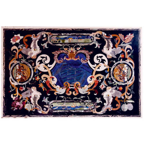 100% Genuine I 48" x 30" Vatican Dining Table Black Marble Decorated Inlay Table