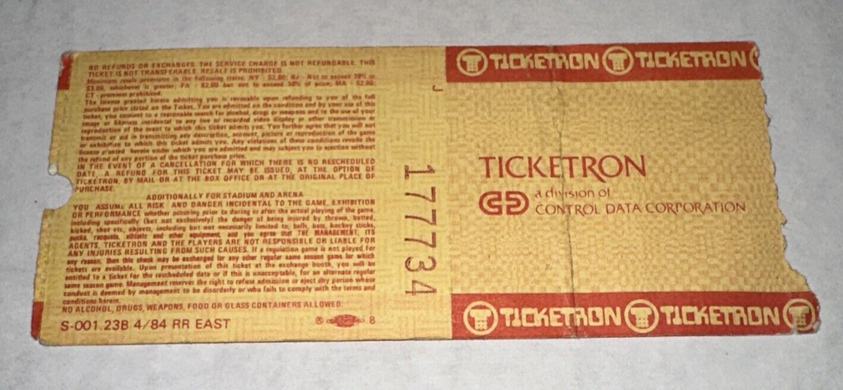 10/15/84 GRATEFUL DEAD CONCERT TIX TICKET STUB HARTFORD