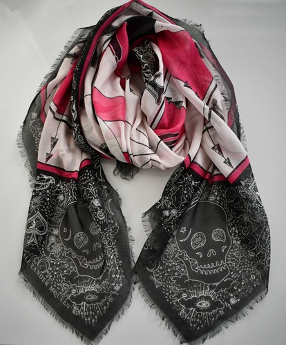 New ALEXANDER MCQUEEN NOVELTY Printed Silk Modal OVERSIZED Scarf - 第 1/12 張圖片