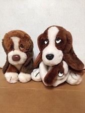 Vintage Lot Of 3 Bassett Hound Baxter Russ Dog Plush Stuffed Animal AR42