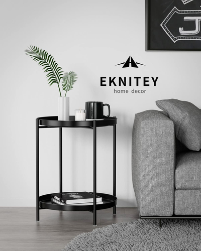 2 Tier End Table - Metal Side Table Waterproof Small Sofa Coffee Side Tables Bed - Picture 5 of 12