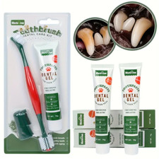 Pet Toothbrush Toothpaste Kit Finger Brush Clean Teeth Mouth Dental Care Cat Dog