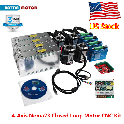 USA】 4 Axis Nema 23 2N.m Closed Loop Motor Driver USB Mach3 CNC