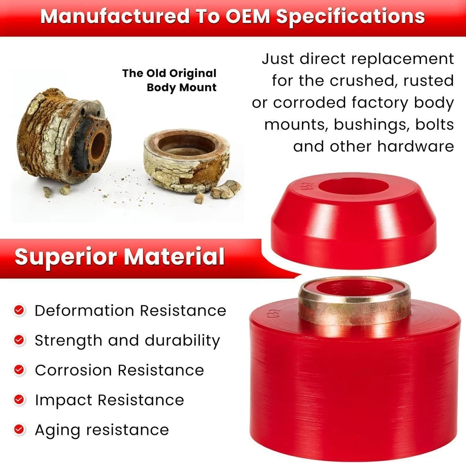 For 1980-1998 Ford F150 F250 F350 2WD/4WD 4.4123R Body Cab Mount Bushing Set Kit Foto 4 de 4