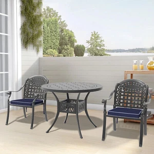 3-Piece Outdoor Table Chairs Patio Bistro Dining Sets 39" Round Table 2 Chairs