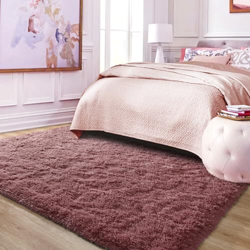 Ultra Soft Fluffy Bedroom Rugs Memory Foam Carpet Large Area 8x10 Feet Blush - Bild 5 von 7