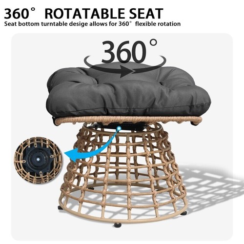 VIXLON Outdoor Furniture Patio Rattan Chair and Table Sets Garden Swivel Chairs - Picture 69 of 76