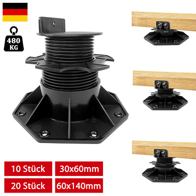 Stelzlager Terrassenlager Stellfüße 18-140mm Terrasse Stellfuß Möbelfuß Holz WPC
