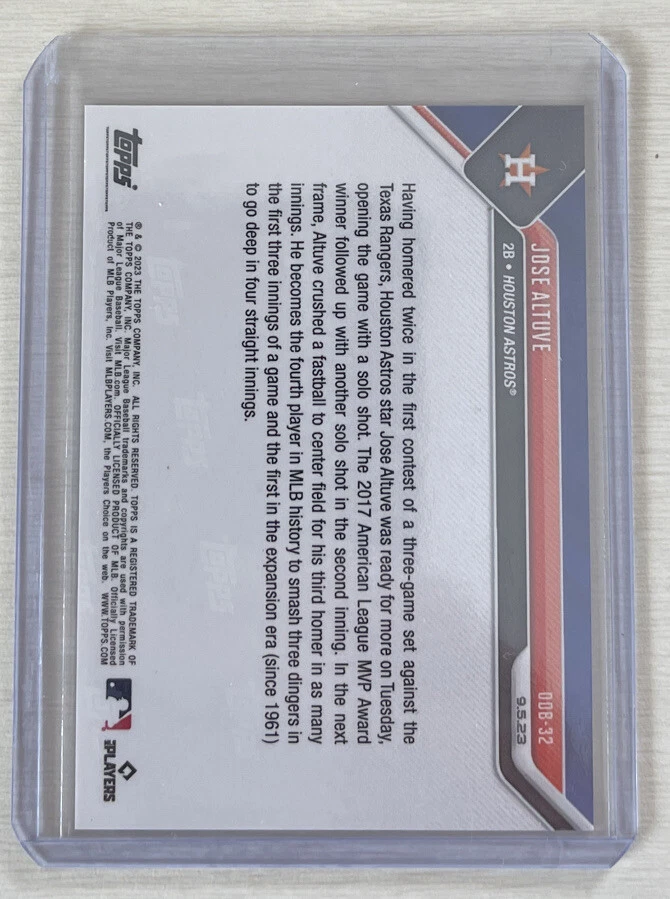 2023 TOPPS NOW Opening Day ODB-32 JOSE ALTUVE ASTROS Gold Bonus Print Run 472 - Image 2 of 2