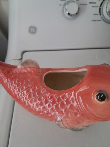 Vintage FITZ AND FLOYD Classics Coral FISH PITCHER VASE 10" long, As-Is - Picture 4 of 13