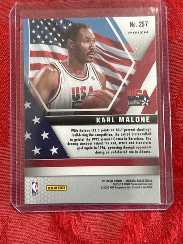 2019-20 Panini Mosaic Mosaic Blue Reactive #257 Karl Malone Pull To Sleeve Mint - Picture 7 of 7