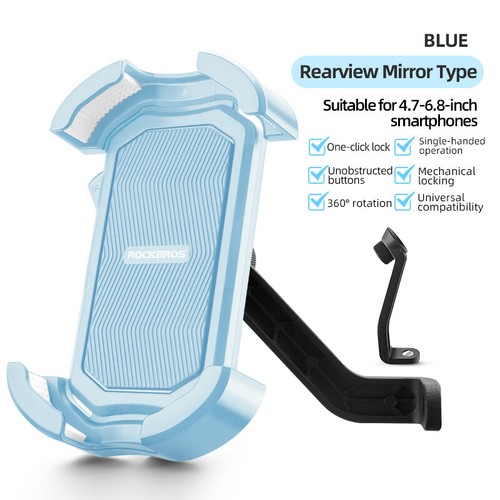 ROCKBROS Support Téléphone Moto Support Verrouillage Auto Antichoc 360 Réglable 6,8" - Photo 16 sur 18