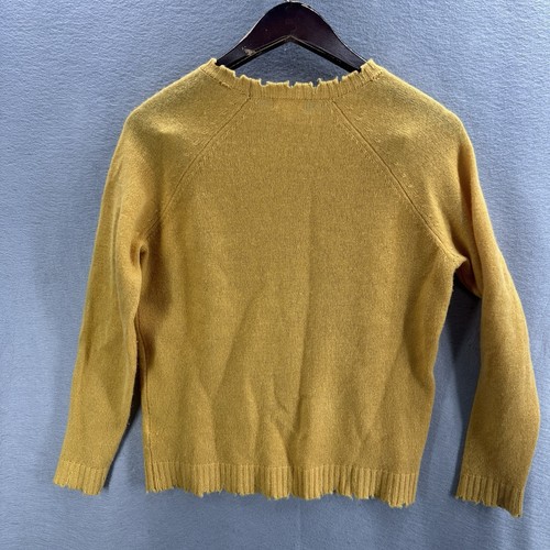 Minnie Rose Sweater Womens XS Distressed Cashmere Crewneck Yellow Cottagecore - Picture 7 of 13