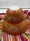 Pyrex Orange Golden Wheat Round Milk Glass Mixing Bowls Lot Of 2