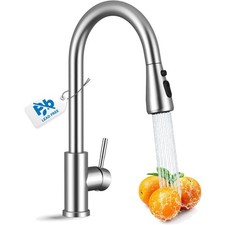 Kitchen Faucet with Pull Down Sprayer, Lead-Free Kitchen Sink Faucet Brushed ...