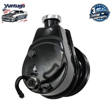 Black Power Steering Pump Double 2-groove Pulley For Sbc Bbc Chevy Black Power Steering Pump Double 2-groove Pulley For Sbc Bbc Chevy