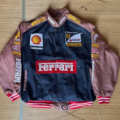 Ferrari Racing Denim Jacket JH Design 2XL Brown/Navy | eBay