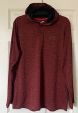 Men s Under Armour Long Sleeve Hood Shirt Size Large Heat Gear Hoodie