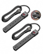 DEWENWILS 6FT Long Power Strip with Large Spacing Sockets, 300J Surge black