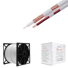 1000FT White Bulk Siamese RG59/U Cable, 20AWG + 18/2 AWG Power, 95% Shielding...