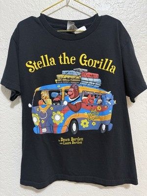 Stella The Gorilla Youth Small T-Shirt Short Sleeve Graphic Tee Black Cotton