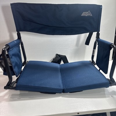 GCI Outdoor Blue Stadium Bleacher Full Seat Foldable Armrest Cup Holder Compact