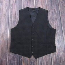 Suit Vest J. Ferrar Mens L Black Check Polyester Rayon 3 Piece Belted Formal