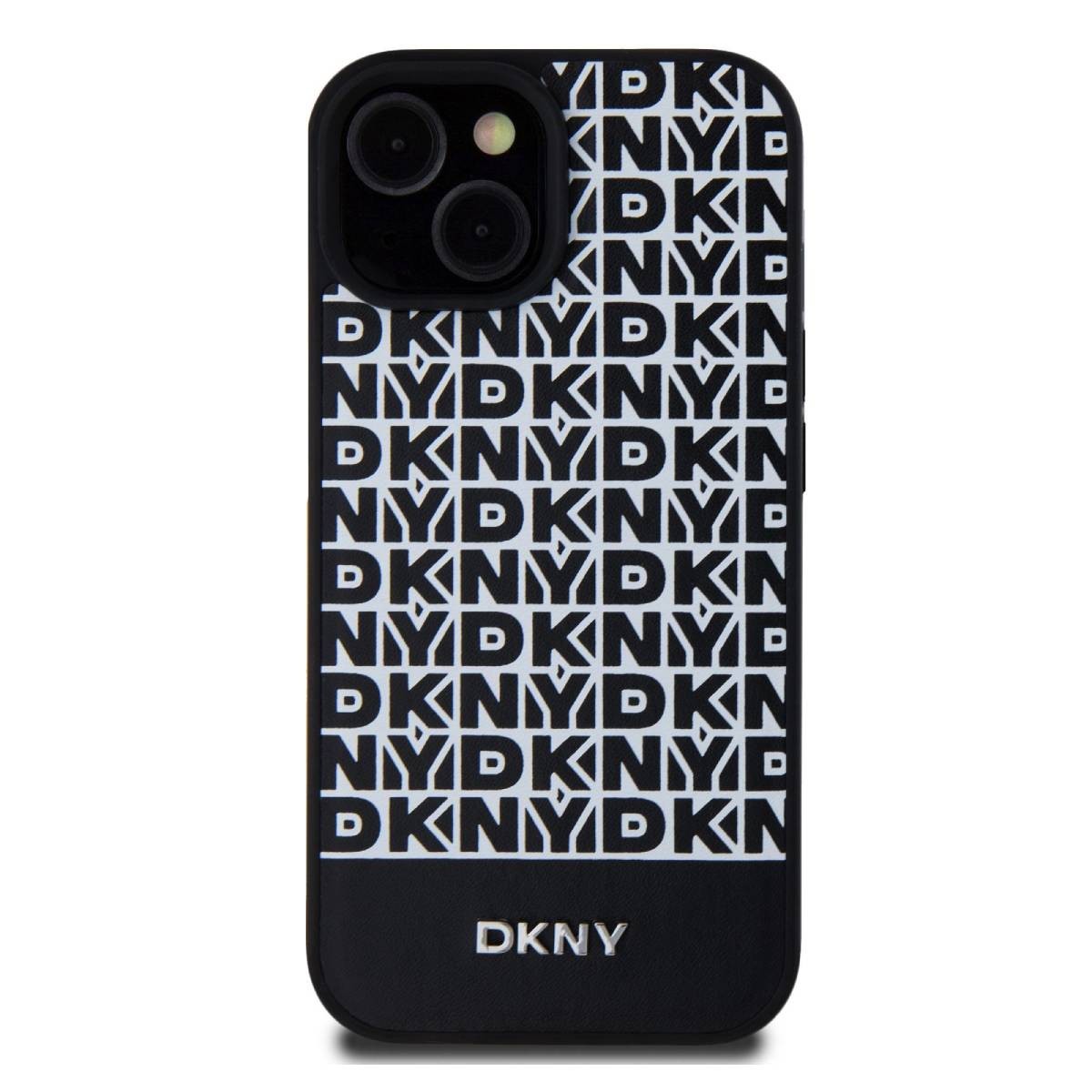 Coque iPhone 15 DKNY Noire avec Bande Inférieure et Logo