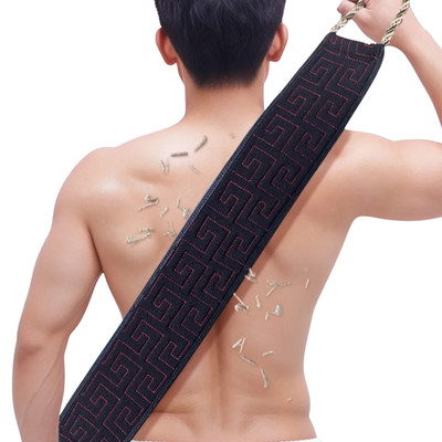 Dual Side Back Scrubber Towel Exfoliating Bath Belt Gray Shower Scrub Strap