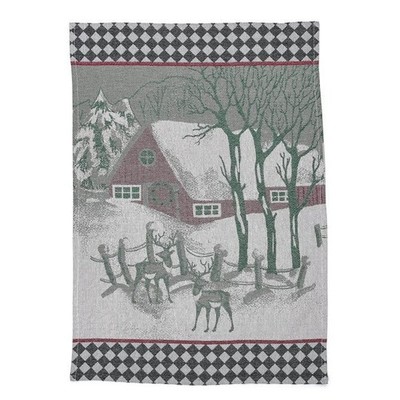 Mackenzie-Childs kitchen hand towel Plaid Deer Barn Country Check Holiday gift n