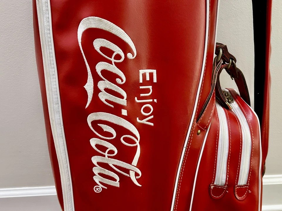 Bolsa de golf vintage Coca Cola de cuero bordado Staff 6 vías - Nueva Foto 3 de 4