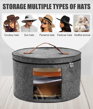 Hat Box, Travel Hat Storage Box, Foldable Space-Saving Hats Boxes Organizer f...