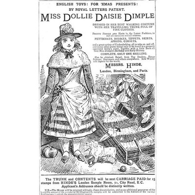 MISS DOLLIE DAISIE DIMPLE in Her Best Walking Costume - Antike Werbung 1885