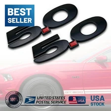 1 Pair Matte Black Badges Fits For Mustang GT 5.0 Fender Side Emblem F150 Coyote