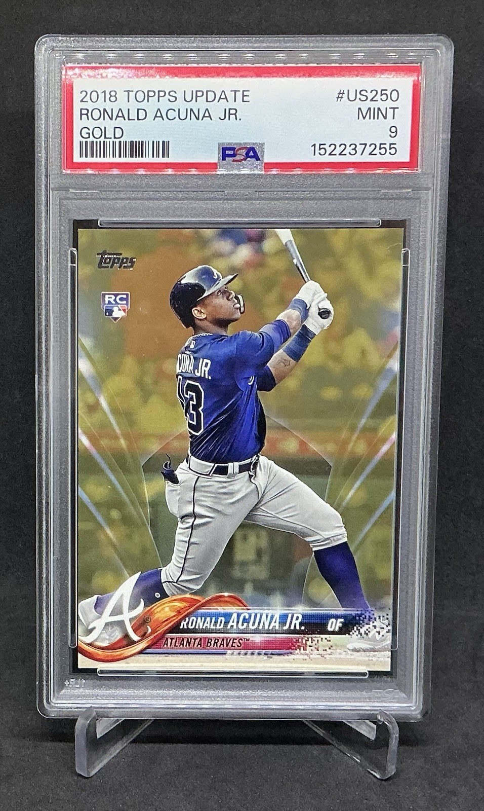 Ronald Acuna Jr 2018 Topps Update #US250 Gold Rookie RC /2018 PSA 9