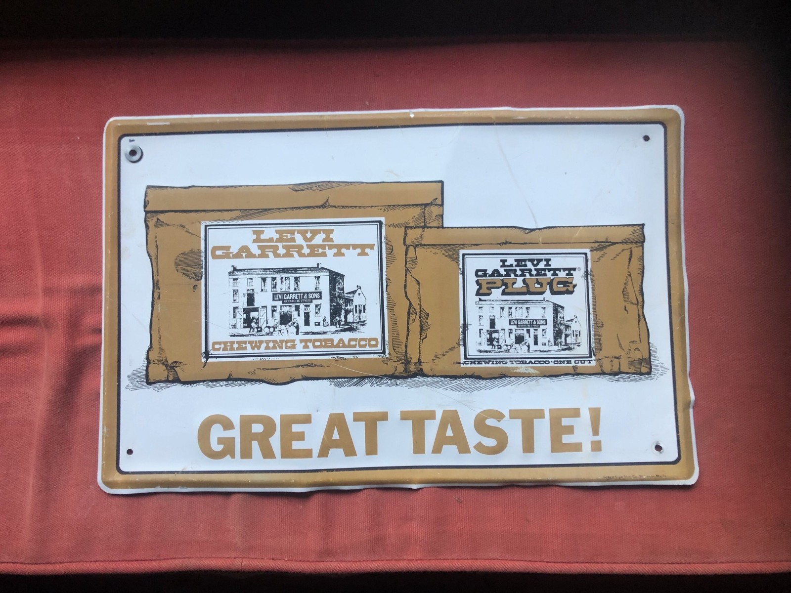 VINTAGE "LEVI GARRETT CHEWING TOBACCO"  METAL ADVERTISING SIGN (18"x 12")