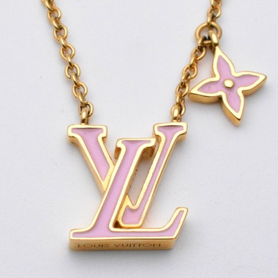 ○Louis Vuitton M01215 Iconic Enamel Necklace Gold/Pink Chain