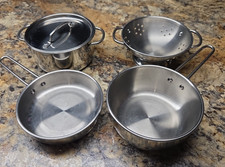 Melissa  Doug Pretend Play Stainless Steel Cookware Pots Pans 5 PC.