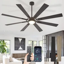 DLLT 72-Inch Ceiling Fan with 72in-Black&Wood Grain Blades Black-with Light